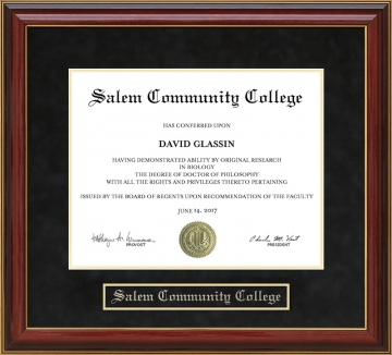 Salem Community College Mahogany Diploma Frame