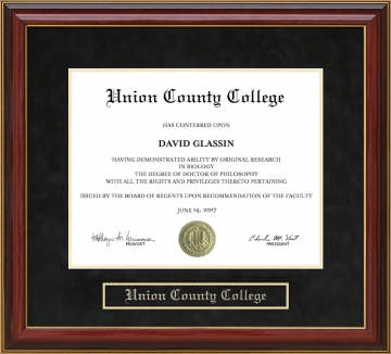 Union County College (UCC) Mahogany Diploma Frame