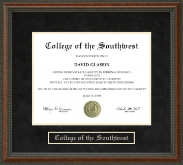 College of the Southwest (CSW) Diploma Frame