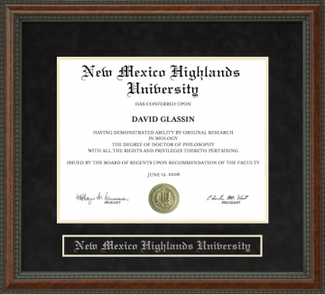 New Mexico Highlands University (NMHU) Diploma Frame