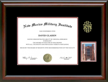 New Mexico Military Institute (NMMI) Diploma Frame with Embossed School Logo