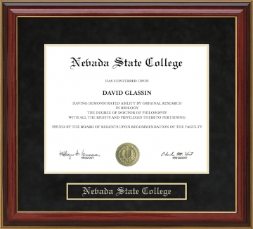 Nevada State College Mahogany Diploma Frame