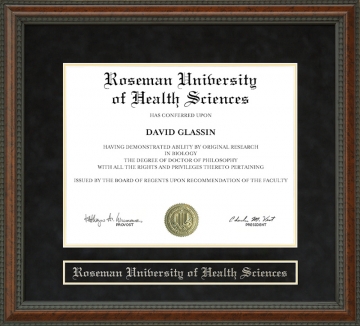 Roseman University of Health Sciences Diploma Frame