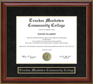 Truckee Meadows Community College (TMCC) Mahogany Diploma Frame