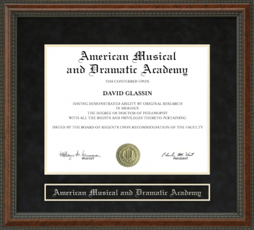 American Musical and Dramatic Academy Diploma Frame