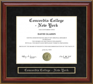 Concordia College - New York Mahogany Diploma Frame