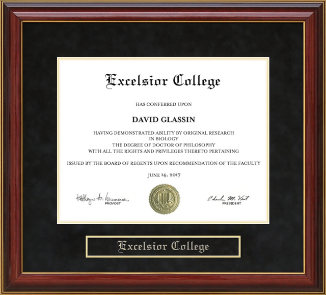 Excelsior College Mahogany Diploma Frame By Wordyisms