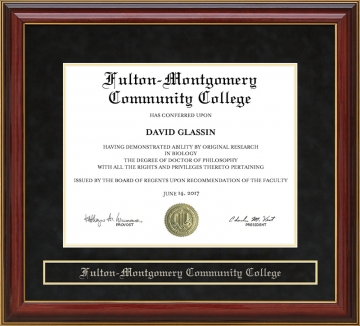 Fulton-Montgomery Community College (FMCC) Mahogany Diploma Frame