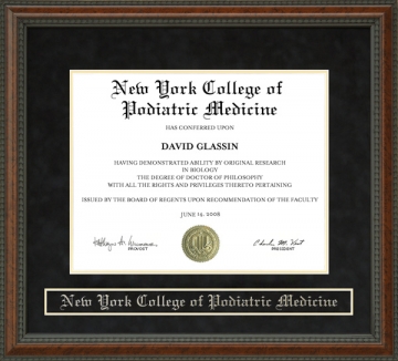 New York College of Podiatric Medicine (NYCPM) Diploma Frame