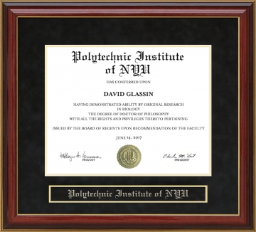 Polytechnic Institute of NYU (Poly) Mahogany Diploma Frame