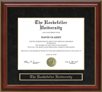 The Rockefeller University Mahogany Diploma Frame