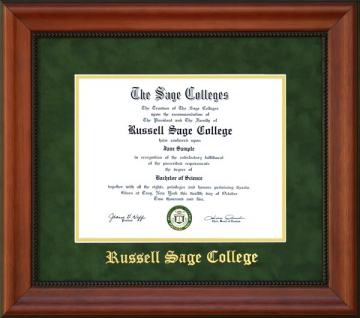 Russell Sage College Diploma Frame in Green Suede