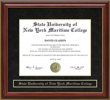 State University of New York Maritime College (SUNY Maritime) Mahogany Diploma Frame