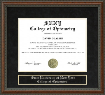 State University of New York College of Optometry Diploma Frame