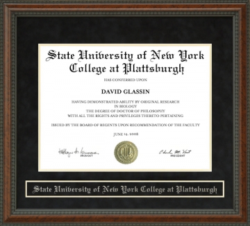 State University of New York College at Plattsburgh (SUNY) Diploma Frame