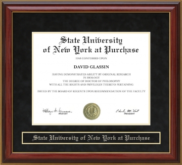 State University of New York at Purchase Mahogany Diploma Frame