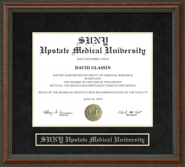 State University of New York Upstate Medical University (SUNY Upstate) Diploma Frame