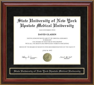 State University of New York Upstate Medical University (SUNY Upstate) Mahogany Diploma Frame