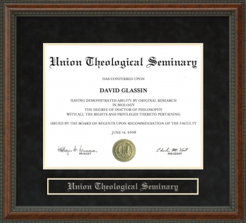 Union Theological Seminary Diploma Frame