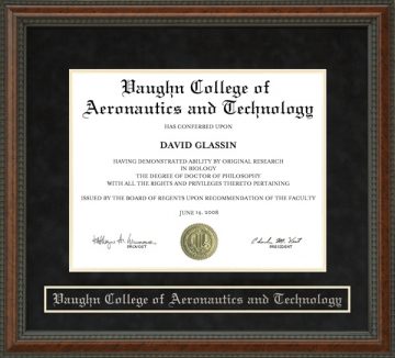 Vaughn College of Aeronautics and Technology Diploma Frame