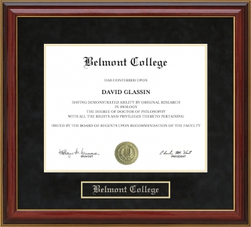 Belmont College Mahogany Diploma Frame