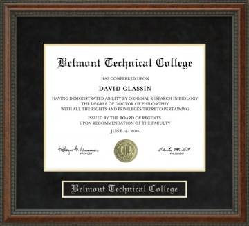 Belmont Technical College (BTC) Diploma Frame