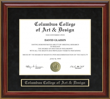 Columbus College of Art & Design (CCAD) Mahogany Diploma Frame