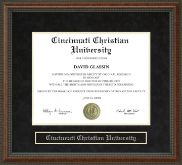 Cincinnati Christian University (CCU) Diploma Frame