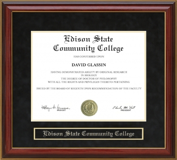 Edison State Community College Mahogany Diploma Frame
