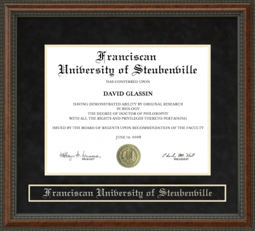 Franciscan University of Steubenville (FUS) Diploma Frame