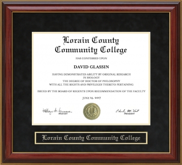Lorain County Community College (LCCC) Mahogany Diploma Frame