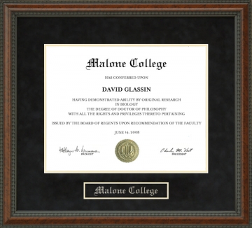 Malone College Diploma Frame