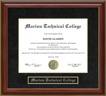 Marion Technical College Mahogany Diploma Frame