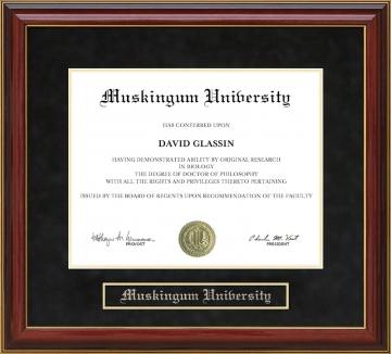 Muskingum University Mahogany Diploma Frame