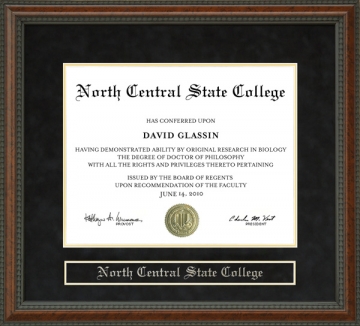 North Central State College Diploma Frame