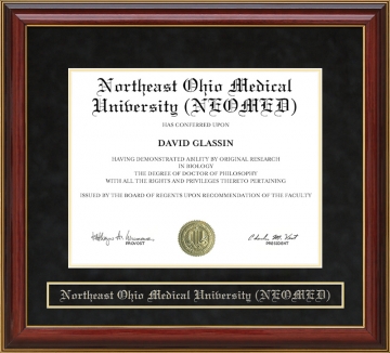Northeast Ohio Medical University (NEOMED) Mahogany Diploma Frame