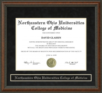 Northeastern Ohio Universities College of Medicine (NEOUCOM) Diploma Frame