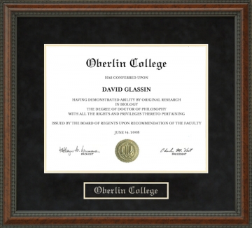 Oberlin College Diploma Frame