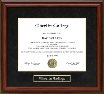 Oberlin College Mahogany Diploma Frame