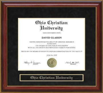Ohio Christian University (OCU) Mahogany Diploma Frame