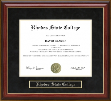 Rhodes State College Mahogany Diploma Frame