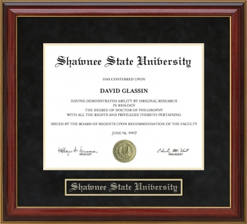 Shawnee State University (SSU) Mahogany Diploma Frame
