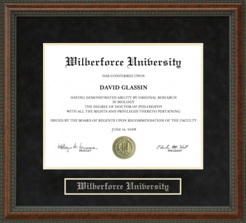 Wilberforce University (WU) Diploma Frame