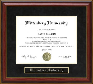 Wittenberg University Mahogany Diploma Frame