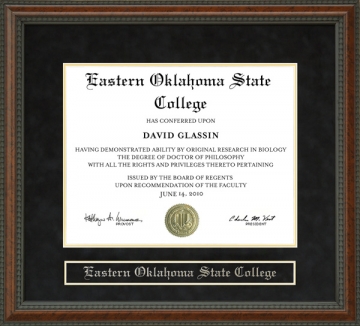 Eastern Oklahoma State College Diploma Frame