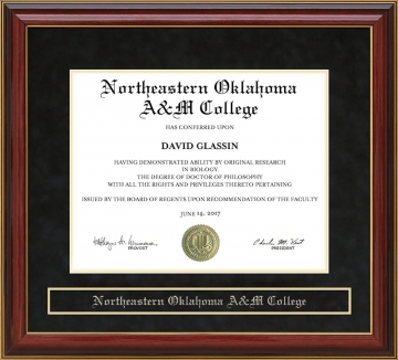 Northeastern Oklahoma A&M College (NEO) Mahogany Diploma Frame