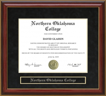 Northern Oklahoma College Mahogany Diploma Frame