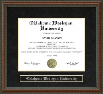 Oklahoma Wesleyan University (OKWU) Diploma Frame