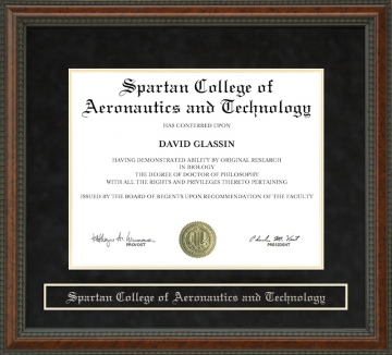 Spartan College of Aeronautics and Technology Diploma Frame