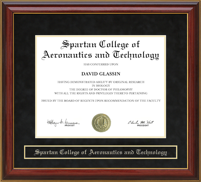 spartan-college-of-aeronautics-and-technology-mahogany-diploma-frame-by